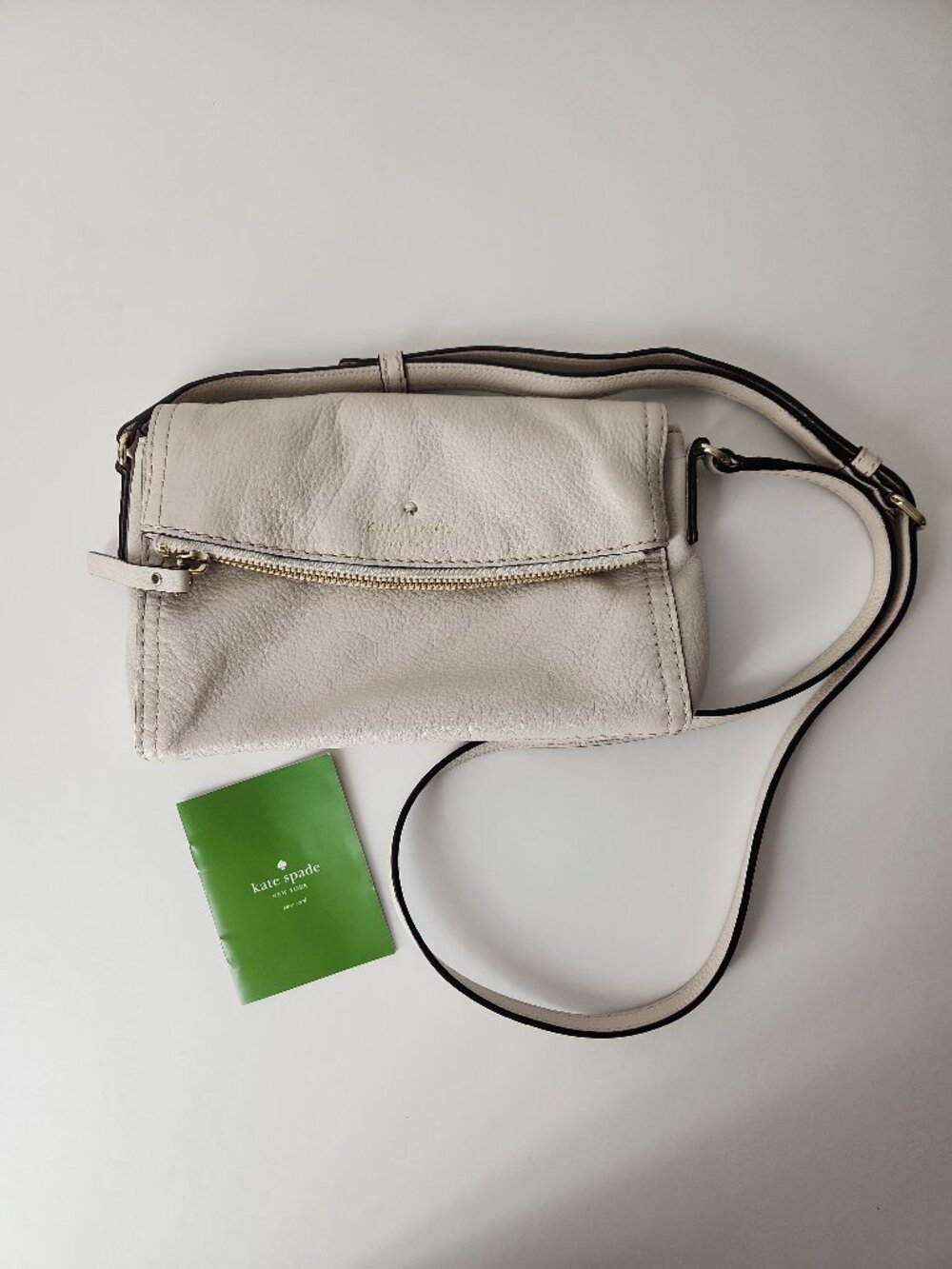 Kate Spade Cobble Hill Mini Fold Over crossbody bag light beige / mushroom color